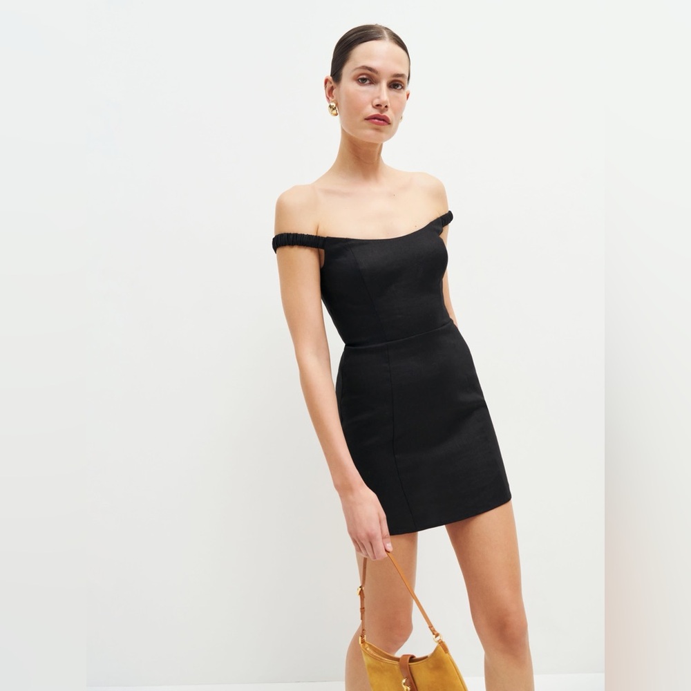 NWT Reformation Sawyer Linen Dress in Black